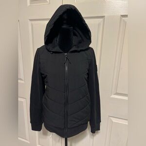DKNY Black Quilted Hooded Puffer Jacket